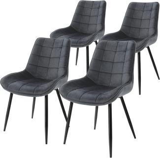 ML-DESIGN Stuhl Esszimmerstuhl mit Rückenlehne, Polsterstuhl mit Metallbeinen (Komplett-Set, 4 St), Küchenstuhl Samtbezug Anthrazit Ergonomischer Stuhl Polsterstuhl