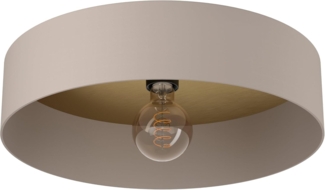 Deckenleuchte, Stahl, Holz, Taupe, Messing, D 42 cm