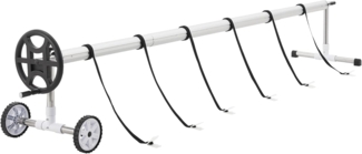 Pool Aufrollvorrichtung Amorgo mit Rädern Aluminium [en. casa]