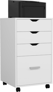 YITAHOME Rollcontainer mit 4 Schubladen, Mobiler Aktenschrank mit Rädern, Bürocontainer Schubladenschrank Rollschrank Rollwagen, Schubladenkommode für Zuhause Büro, Hängeregisterschrank (Weiß)