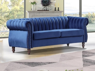 Vente-unique - Chesterfield-Sofa - 3-Sitzer - Samt - Königsblau - TRUMBO