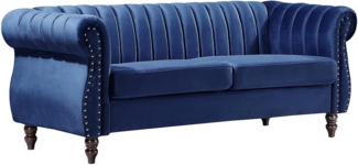 Vente-unique - Chesterfield-Sofa - 3-Sitzer - Samt - Königsblau - TRUMBO