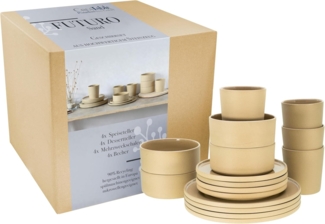 CreaTable 21525 Kombiservice Futuro für 4 Personen, Steinzeug, sand (1 Set, 16-teilig)