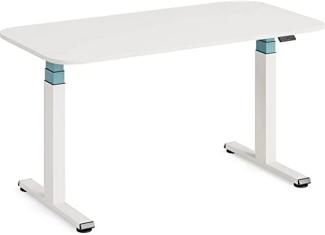 Steelcase Solo höhenverstellbarer Sitz-Steh-Schreibtisch mit Tischplatte in Snow und Gestell in Pearl Snow mit der Akzentfarbe Lagune (140x70 cm)