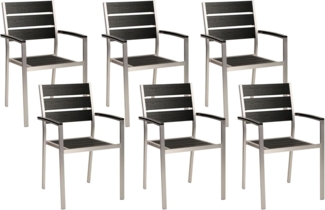 Gartenstuhl 6er Set VERNIO Schwarz-Silber