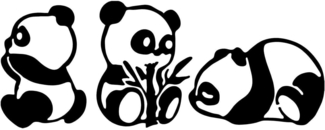 dekoratives Wandaccessoire aus Metall, 'Pandas', Schwarz