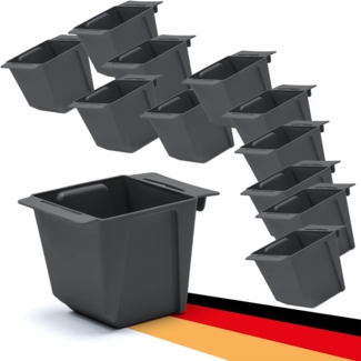 BigDean 12er Set Mini Paletten Blumenkästen - Einsatz - mit Hängesystem zum Einhängen - 10cm klein anthrazit - Pflanzkasten für Europalette Balkonkasten Blumentopf - aus recyceltem PP-Kunststoff