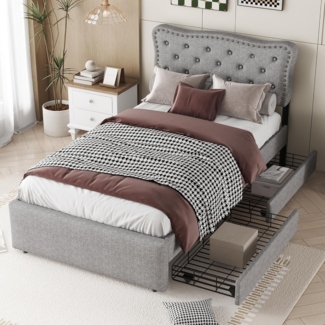 REDOM Polsterbett Doppelbett Bett Stauraumbett Jugendbett gepolsteres Bettgestell (Massivholz Untergestell mit Hydraulisch anhebbarer Bettstauraum, Samt Bezug Funktionsbett mIt Staufächer 160x200 cm mit Matratze), mit weichem Kopfteil Schaum-Polsterung...