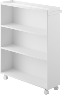 Yamazaki 1485 Tower Bücherwagen, weiß, Stahl/Nylon, minimalistisch, 15,6 x 59 x 70 cm