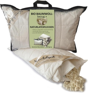 Meivita Kopfkissen Kopfkissen mit Naturlatexflocken und kbA Baumwollbezug, Füllung: 100% Latex (Naturlatexflocken), Bezug: 100% Baumwolle, Seitenschläfer, Rückenschläfer, Bauchschläfer, Kissen Hergestellt in Deutschland