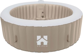 HOME DELUXE Outdoor Whirlpool inkl. Kissen, Getränkehalter und Sonnendach SPLASH - Ø208 cm 6 Personen Beige