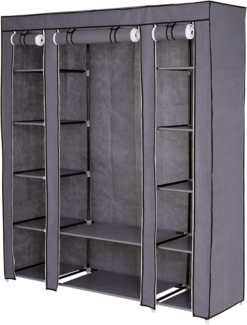 dibea Faltbarer Stoff-Kleiderschrank 175 x 150 x 45 cm, grau