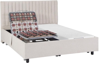 Vente-unique - Dekoratives Bett mit elektrischer Relaxfunktion mit Tellern + Memory-Schaum-Matratze - 2 x 90 x 200 cm - Stoff - Beige - SASORA von YSMÉE
