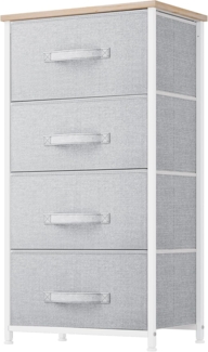 YITAHOME Kommode,Kommode mit 4 Schubladen,Schrank,Stoffschubladen mit Griffen,Metallgestell,Dauerhaft,Hellgrau