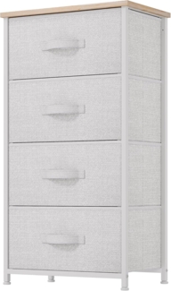 YITAHOME Kommode,Kommode mit 4 Schubladen,Schrank,Stoffschubladen mit Griffen,Metallgestell,Dauerhaft,Hellgrau