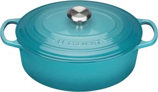 Le Creuset Bräter 'Signature' , Gusseisen , Oval, für alle Herdarten und Induktion geeignet, Karibik, 27,0 cm