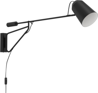 Eglo 900614 Wandleuchte LORETO 1 E27 1X28W schwarz L:14cm H:35cm mit Kabelschalter