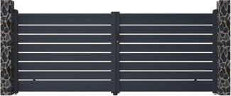 Vente-unique - Gartentor Flügeltor Doppeltor - 397 x 166 cm - durchbrochen - Aluminium - Anthrazit - PRIMO