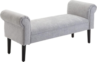 HOMCOM Polsterbank Sitzbank Lounge Sitzhocker Flurbank Bettbank elegant mit gerollten Seiten Leinenstoff Schaumstoff Polyester Hellgrau 132 x 45,5 x 58 cm