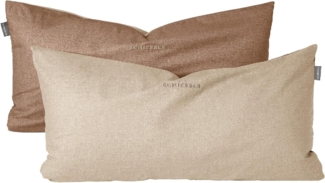 Schiesser Wende-Kissenhüllen Doubleface in feiner Renforcé Qualität im 2er Set (40x80), Made IN Green, Farbe:Sand und Taupe, Größe:40x80 cm