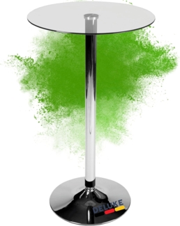 DELUKE® Stehtisch Glas rund Ø 60cm THOVI - 105cm Hoch, Metall Gestell, Glasplatte | Bistrotisch Gastro Bartisch rund Hoher Tisch Hochtisch