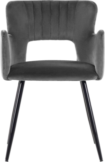 Esszimmerstuhl 2er Set SANILAC Samtstoff Dunkelgrau