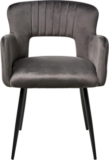 Esszimmerstuhl 2er Set SANILAC Samtstoff Dunkelgrau