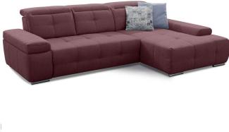 Cavadore Schlafsofa Mistrel mit XL-Longchair, Ecksofa mit leichter Fleckentfernung dank Soft Clean, geeignet für Haushalte mit Kindern, Haustieren, 273 x 77 x 173, rot