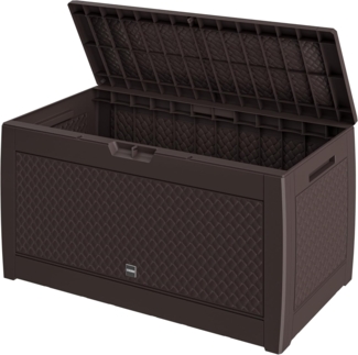 Casaria Auflagenbox Matuba, 310L Haltegriffe Rollen Balkon Wohnzimmer Flecht-Optik Braun