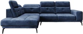 Designer Sofa Isabella mit verstellbarer Kopf- und Rückenlehne Samt Blau Links