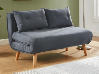 Vente-unique - Schlafsofa 2-Sitzer - Stoff - Grau - VALERIO