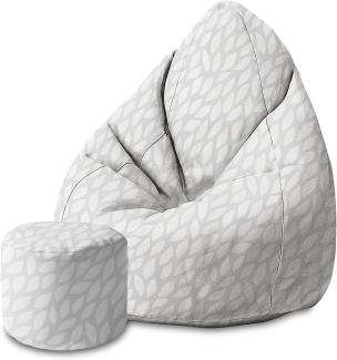 DreamRoots Bean Bag 80x80x120cm - Sitzsack mit Lehne und Hocker und Bezug - Sitzkissen Boden - Chill Sack - Bubibag Sitzsack - Sitzsack mit Füllung - Sitzsack Erwachsene mit Füllung M-Geo1