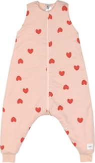 LÄSSIG Kinder Schlafoverall ärmellos 2,5 TOG atmungsaktiv aus Bio Baumwolle/Sleeping Jumper Heart Peach Rose, Größe 110/116