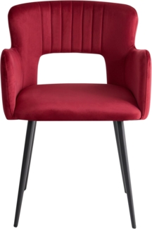 Esszimmerstuhl 2er Set SANILAC Samtstoff Dunkelrot