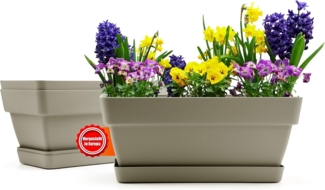 BigDean 3 Stück Balkonkasten Blumenkasten Balkon 40 cm lang aus bruchfestem Kunststoff in in Mokka – Balkon Pflanzkasten für innen & außen geeignet – Made in Europe