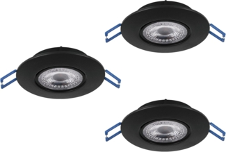 Eglo 75764 BEST CHOICE Einbauleuchte ZUJAR Kunststoff schwarz LED 3X3,4W 3000K H:2. 5cm Ø9cm