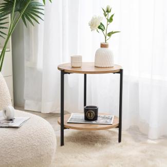 Beistelltisch Kuopio 50xØ40cm Schwarz/Holzoptik [en. casa]