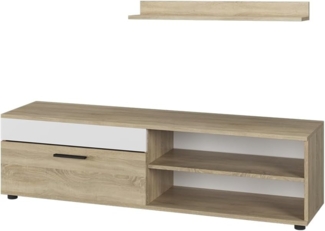 Vicco Lowboard & Regal Sonoma/Weiß mit 1 Klappe, Berno