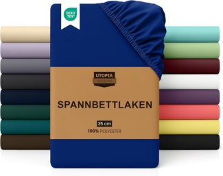 Utopia Bedding - Spannbettlaken 160x200 cm - Royal Blau - Gebürstete Polyester-Mikrofaser Spannbetttuch - 35 cm Tiefe Tasche