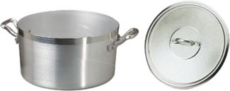 Pentole Agnelli Hohe Kasserolle aus Aluminium BLTF, mit 2 Griffen aus rostfreiem Stahl, Silber, 4. 5 Liter