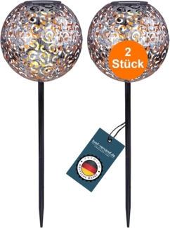 Solarleuchten Garten 2er Set Kugel Metall antik Solarlampe Außen Leuchte Solar