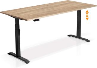 Möbel-Eins OFFICE ONE elektrisch höhenverstellbarer Schreibtisch / Stehtisch, Material Dekorspanplatte schwarz Eiche sonomafarbig 160 x 80 cm