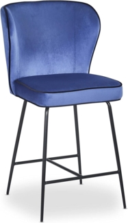 Menzzo ELSA Barhocker mit Samtbezug Blau