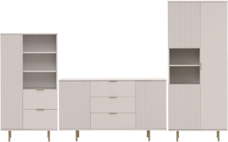 Marmex Möbel Wohnzimmer-Set NUBIA SET 09 Wohnzimmer-Set Regal Kommode Standregal, (3-St)