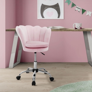 ML-DESIGN Bürostuhl 360° Drehstuhl aus Samt Polsterstuhl mit Rückenlehne höhenverstellbar (1 St), Büro-Schreibtischstuhl Rosa Muschel-Sessel gepolstert Metallgestell