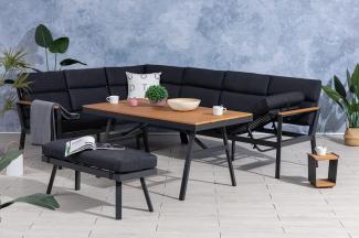 Gardissimo 'Nabari' Dining-Ecklounge mit Ecksofa, Bank & Tisch, Aluminium, Braun, Links