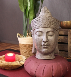 Arnusa Blumentopf Buddha Kopf Büste Shiva Pflanztopf, Gartenfigur Gartendekoration Skulptur bepflanzbar