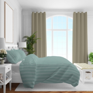 Brielle Bettwäsche Casabel Bettwäsche-Set aus Mako-Satin - Streifig - Minzgrün, 2 teilig, Mit Reißverschluss, 100% Baumwolle