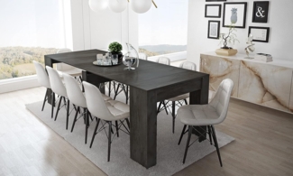 Dmora Moderner Esstisch, Ausziehbare Konsole bis 10 Sitzplätze, Maße 90 x 51 x 77 cm (bis 237 mit Verlängerungen), Anthrazit - Oxidfarbe