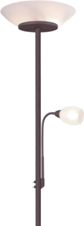 Reality Leuchten LED Deckenfluter, Lesearm, LED wechselbar, Warmweiß, groß 180cm, mit Flex Leselampe, Steh-Lampe Rost Lampenschirm-e Glas